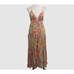 HOUSE OF HARLOW 1960 Size M Medium Floral Open Tie Back Tiered Maxi Dress